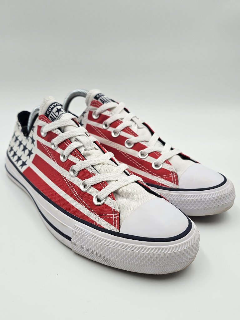 Converse Ctas Ox White Red Blue July 4th Usa Stars Stripes Shoes Unisex W10 - M8